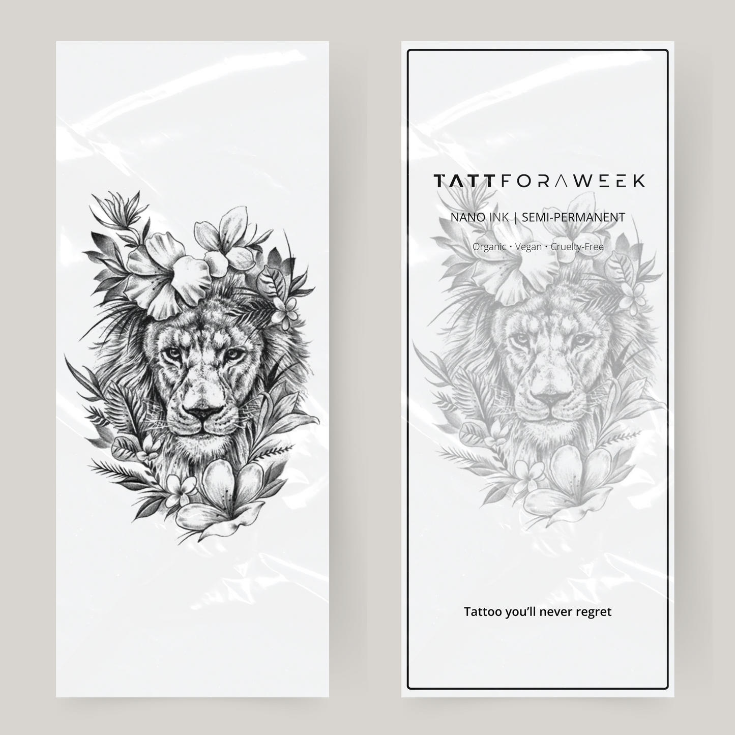 Grande tigre tatuaggio finto con fiori