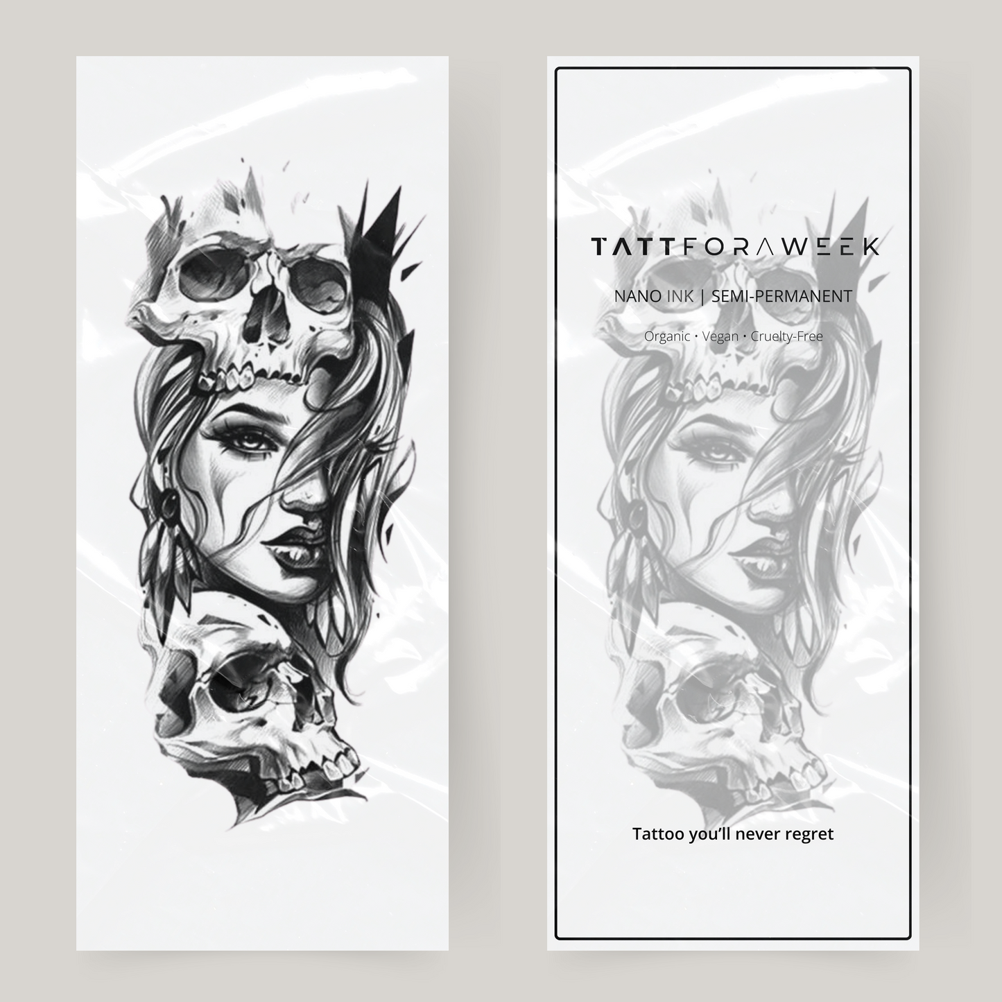 Grande tatuaggio finto per donna e teschi