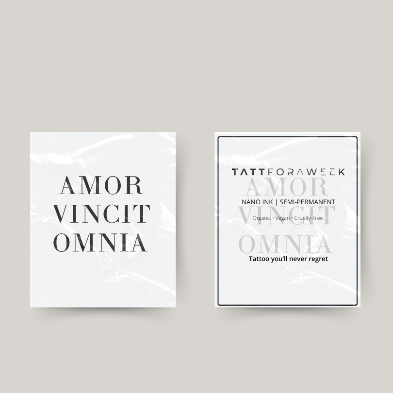 Tatuaggio temporaneo amor vincit omnia