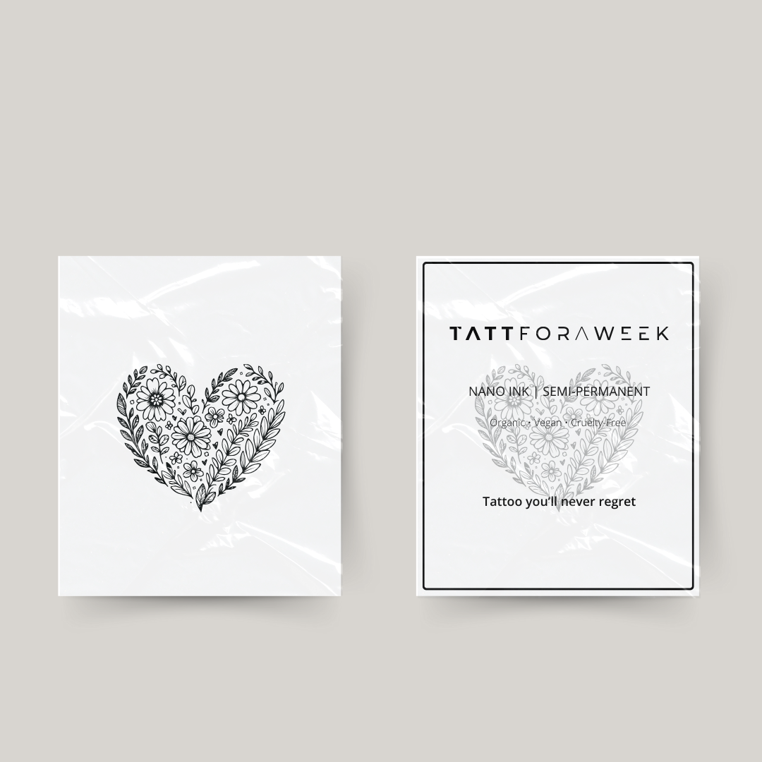 Tatuaggio temporaneo cuore di fiori