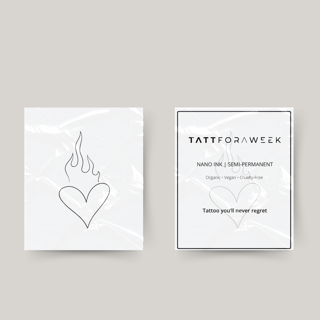 Cuore tatuaggio temporaneo in fiamme