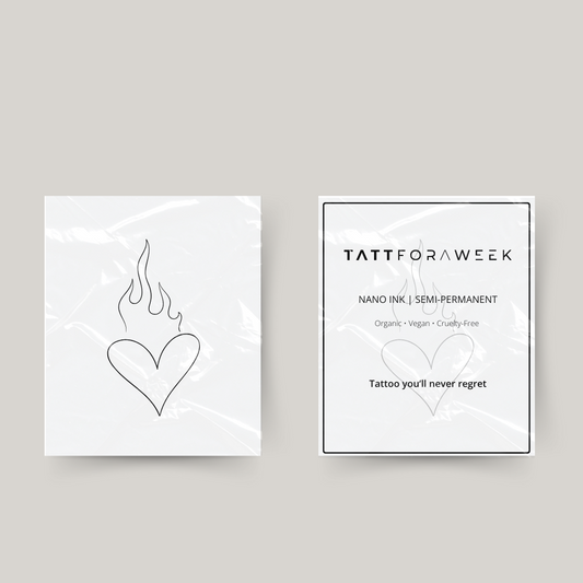Cuore tatuaggio temporaneo in fiamme