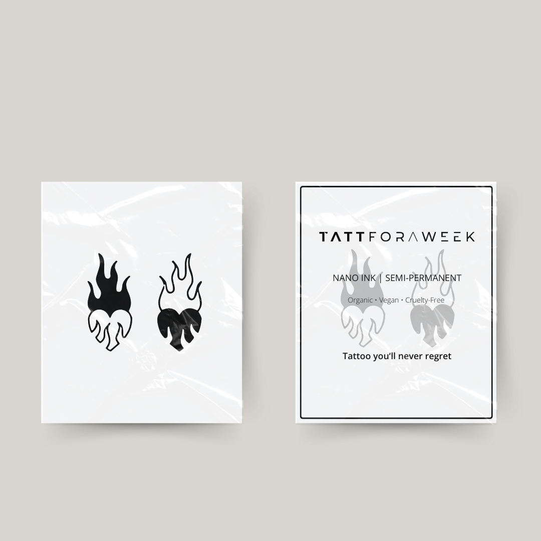 Tatuaggio temporaneo cuori fiammeggianti abbinati