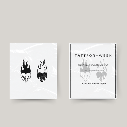 Tatuaggio temporaneo cuori fiammeggianti abbinati