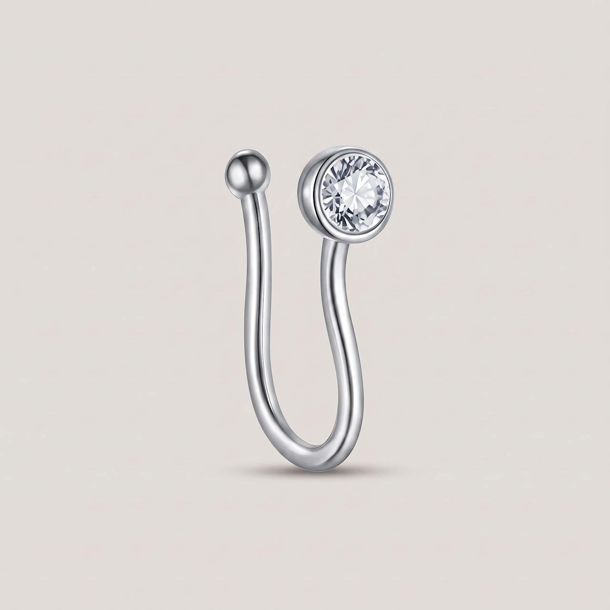Nep neuspiercing clip steentje zilver