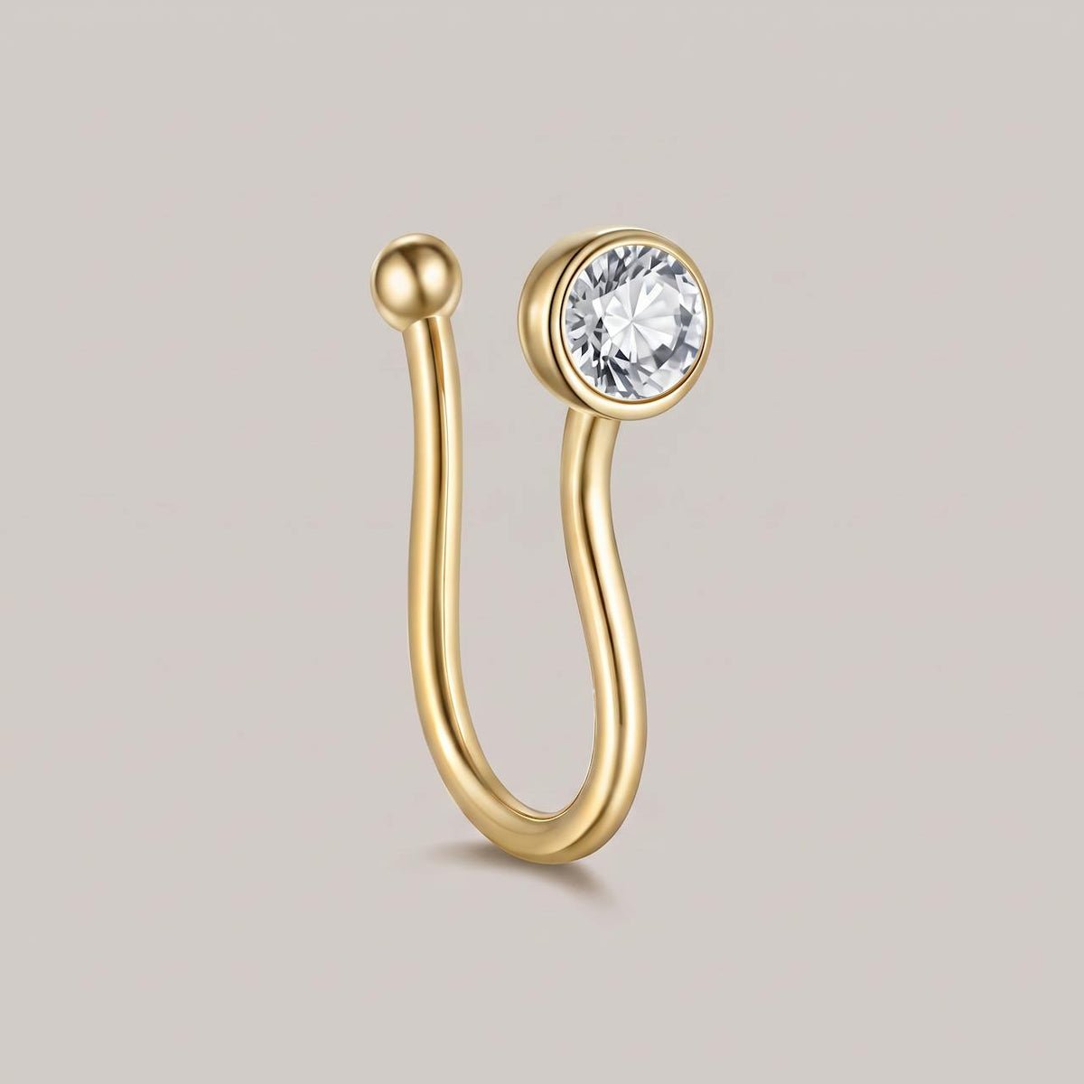 Nep neuspiercing clip steentje goud