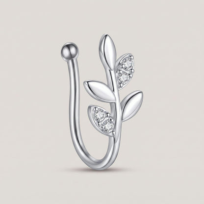 Nep neuspiercing clip blaadjes zilver