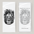 Grande tatuaggio finto leone arrabbiato