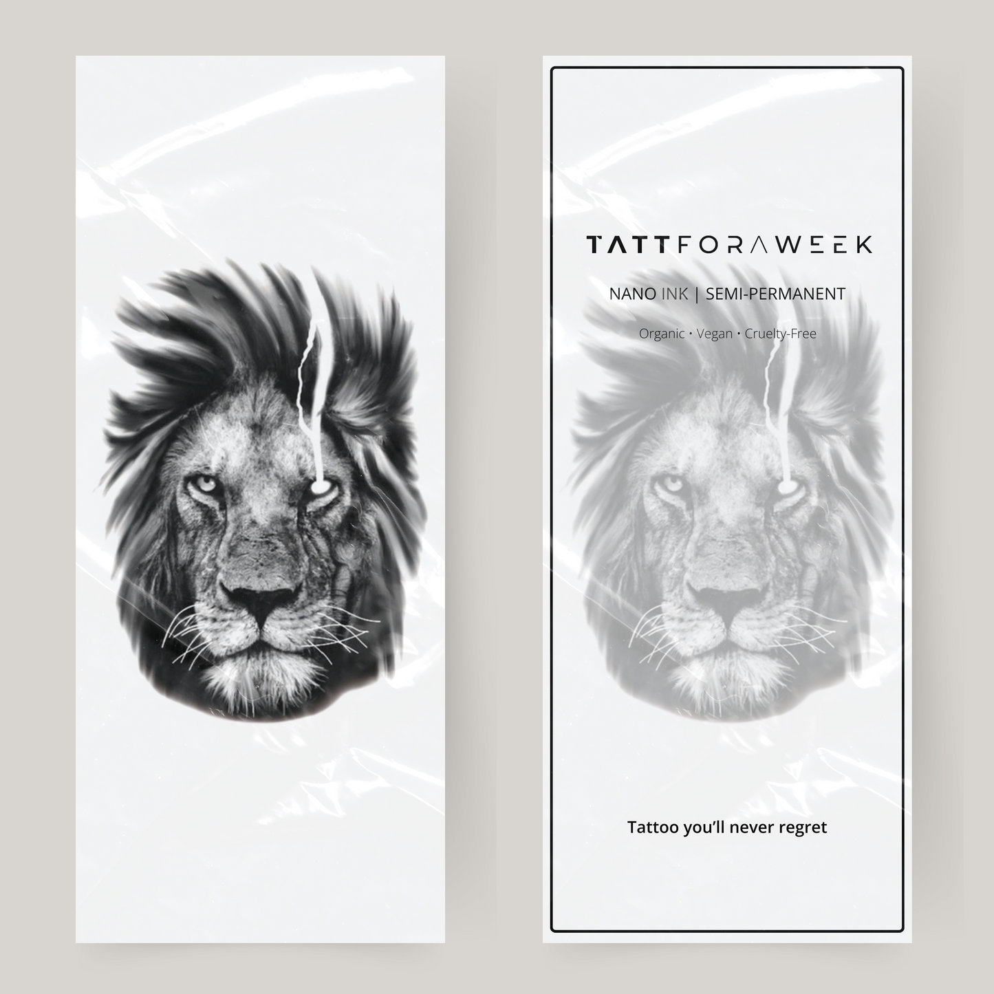 Grande tatuaggio finto leone arrabbiato