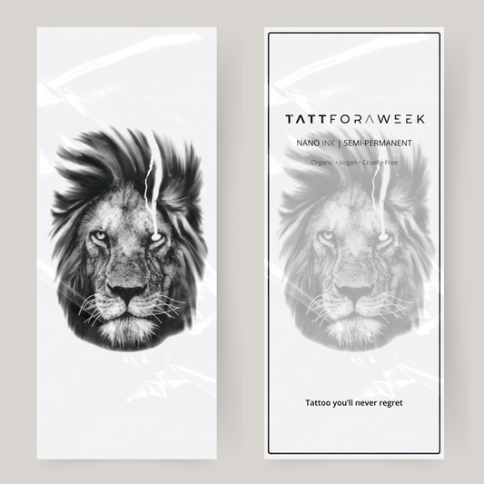 Grande tatuaggio finto leone arrabbiato