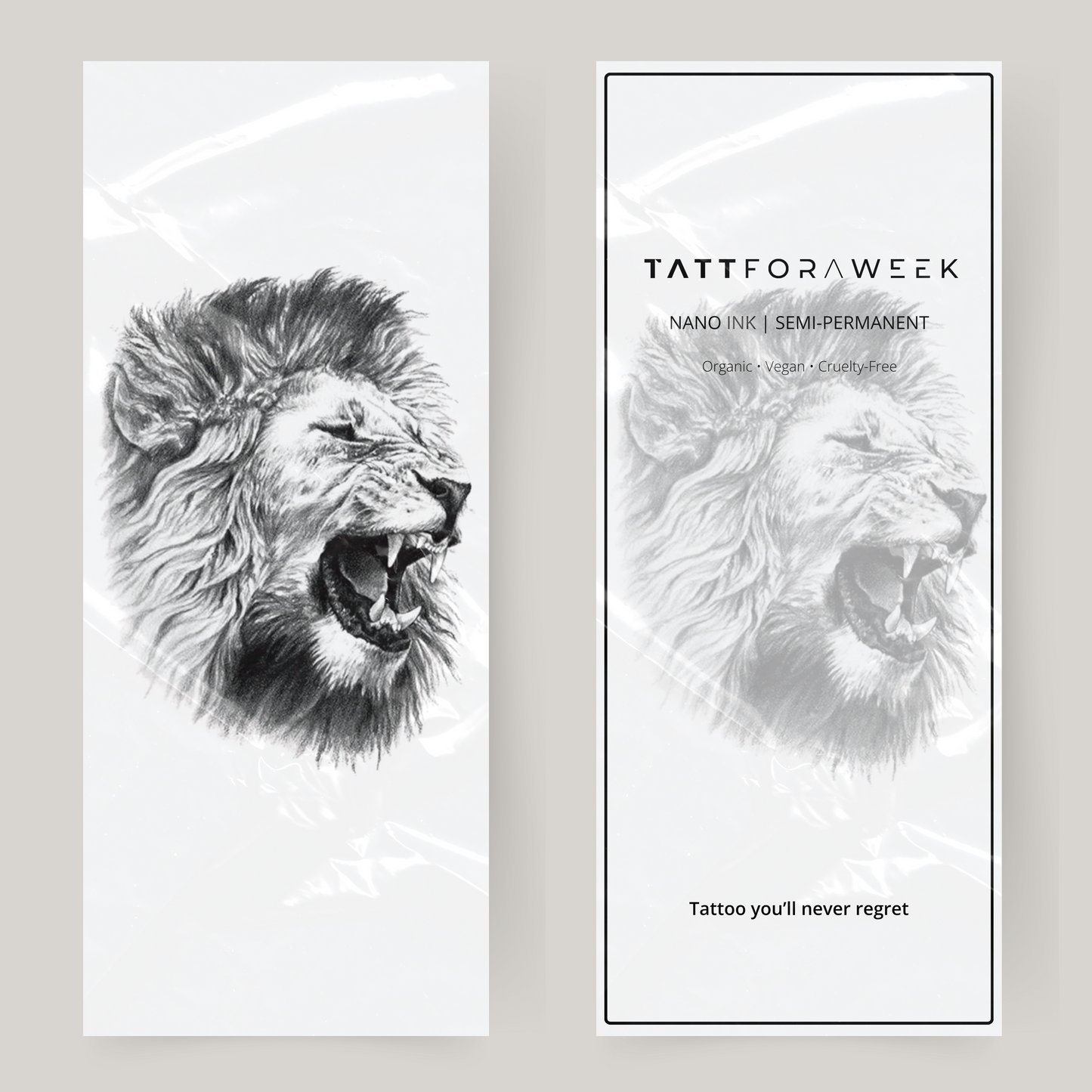 Grande tatuaggio finto leone ruggente