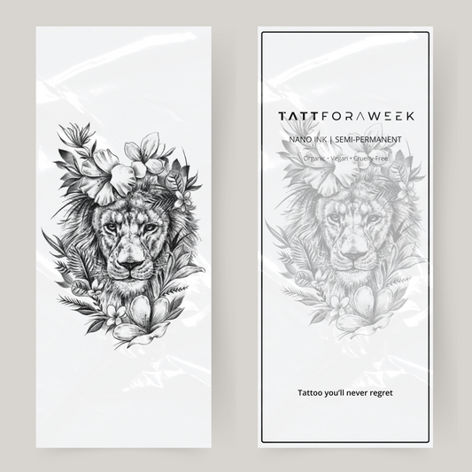 Grande tigre tatuaggio finto con fiori