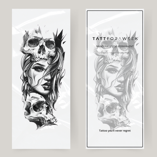 Grande tatuaggio finto per donna e teschi