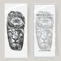 Leone e orologio con manica tatuaggio finto